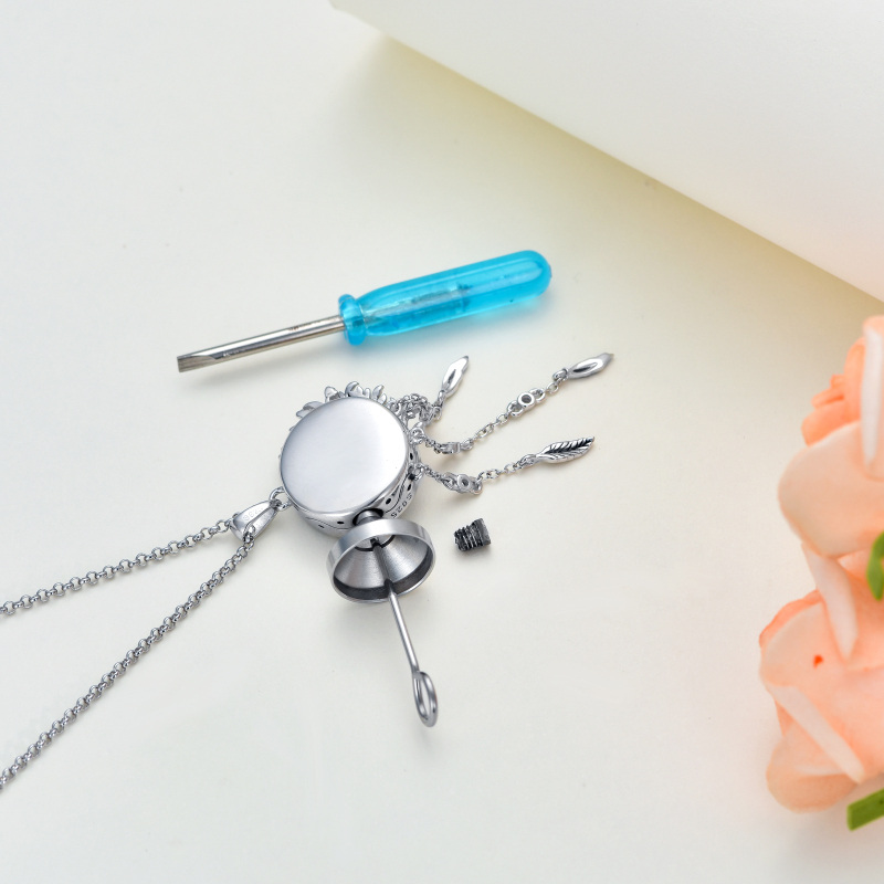 Colar de prata esterlina para urna de cinzas com zircónias cúbicas em forma circular de do-5