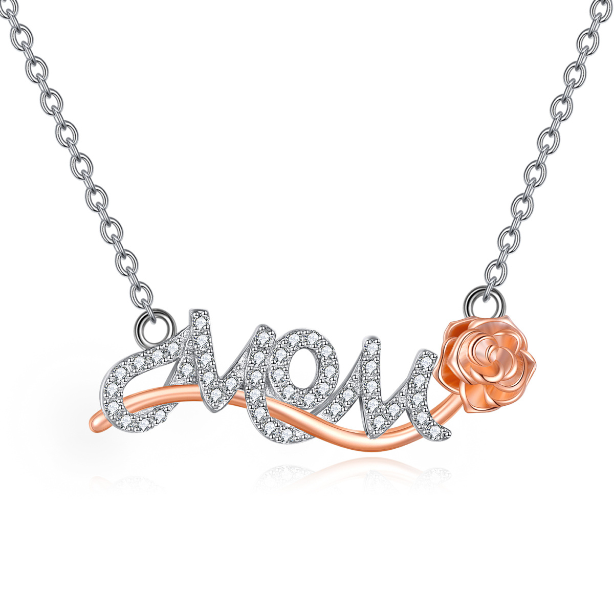 Mom Rose Pingente Colar Sterling Sliver Dia das Mães Joias Presentes-1