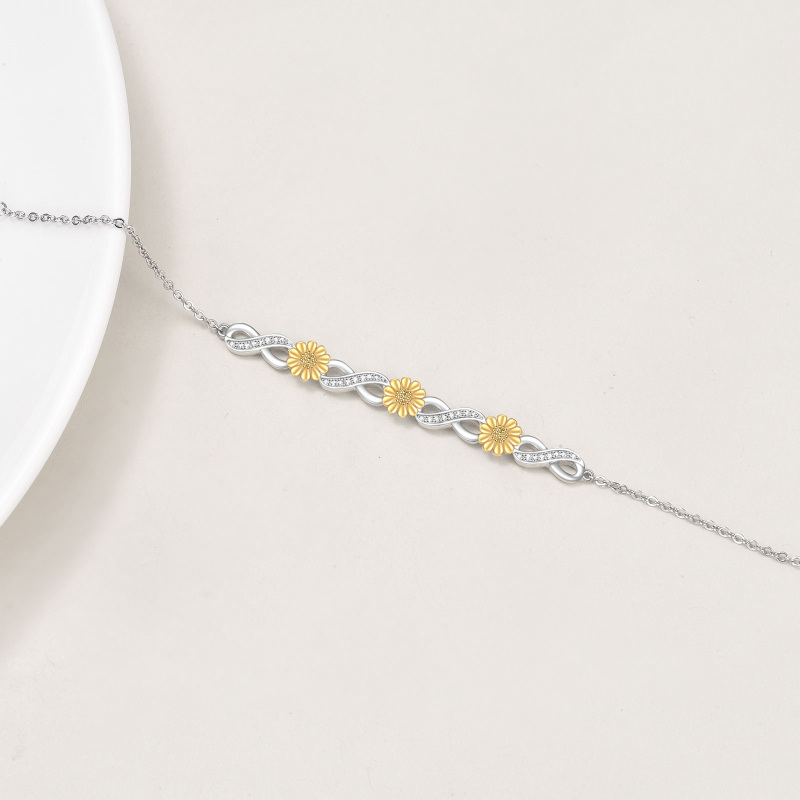 Pulseira com pingente de zircónio cúbico e símbolo do infinito em prata esterlina de dois-4