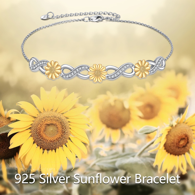 Pulseira com pingente de zircónio cúbico e símbolo do infinito em prata esterlina de dois-6
