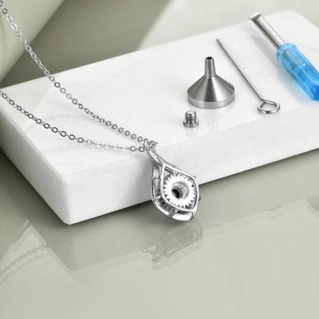 Sterling Silber zweifarbig kreisförmig Cubic Zirkonia Sonnenblume Urne Halskette für Asche-4