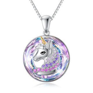Sterling Silver Two-Tone Purple Unicorn Crystal Pendant Necklace For Women Best Friend-12