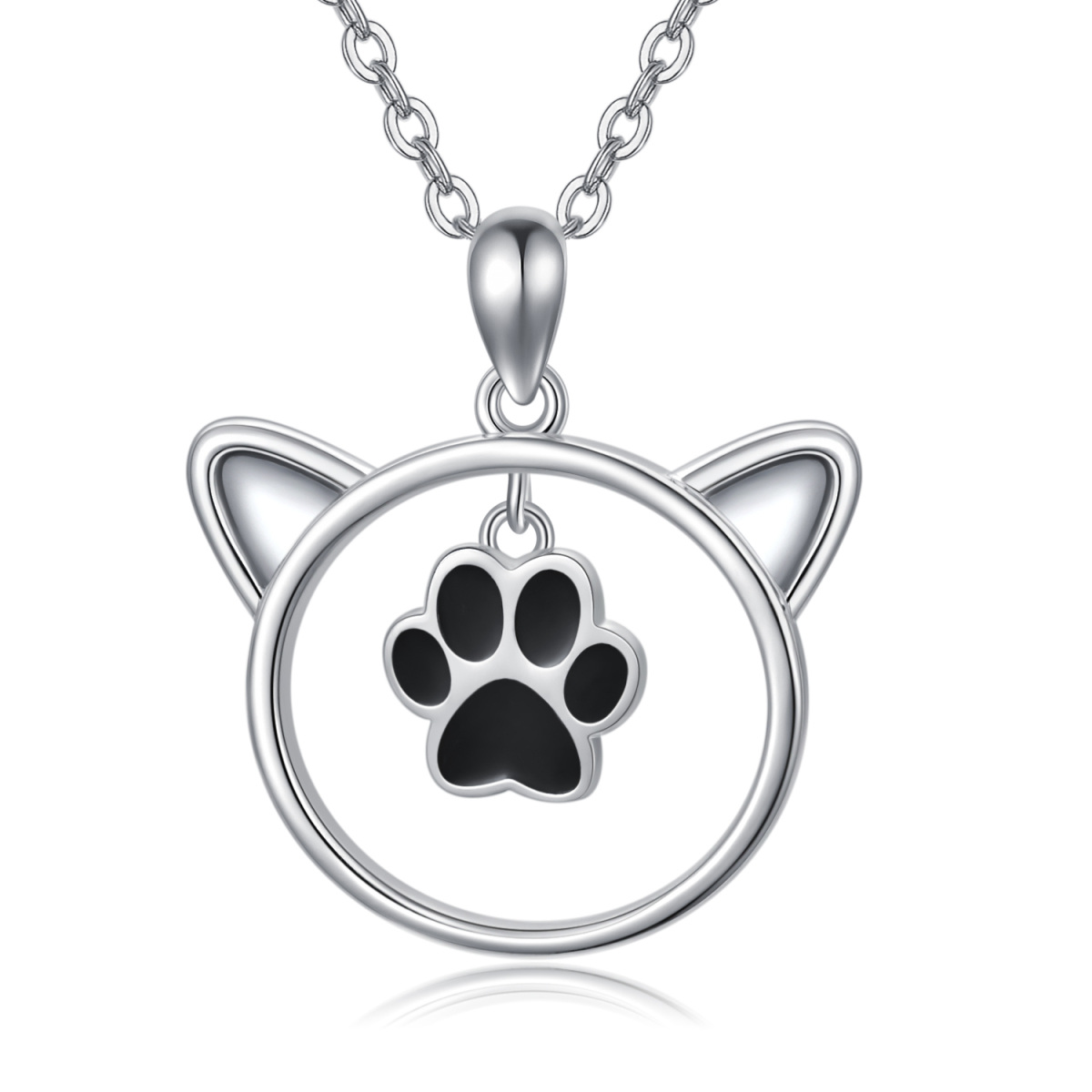 Collana con ciondolo a griffe in argento sterling bicolore-1