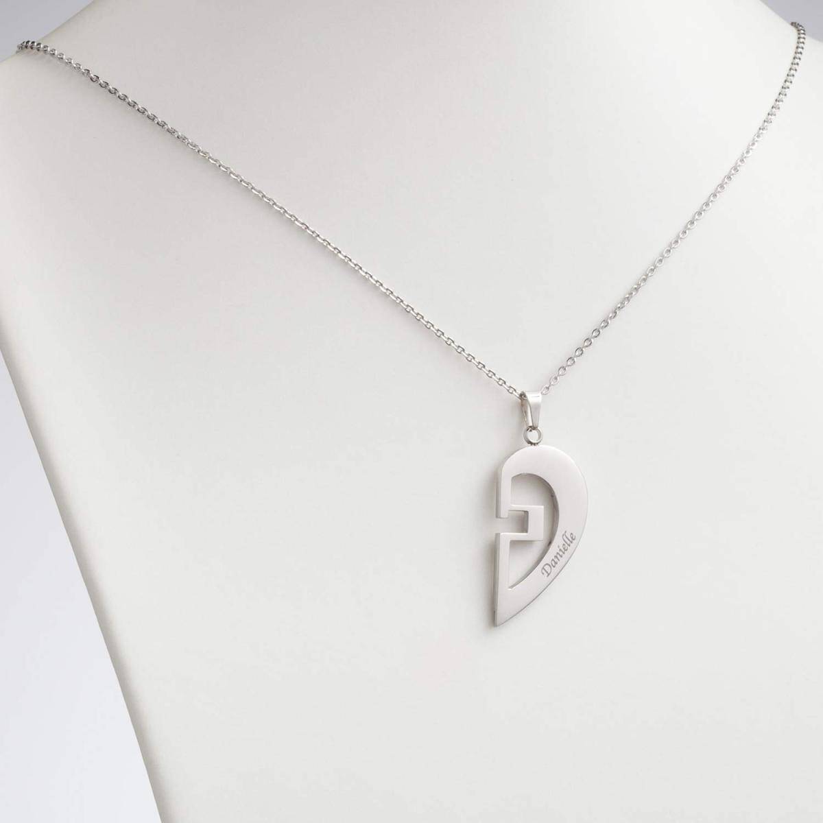 Collar con colgante de pareja, cruz y corazón de dos tonos de plata de ley para mujer-3