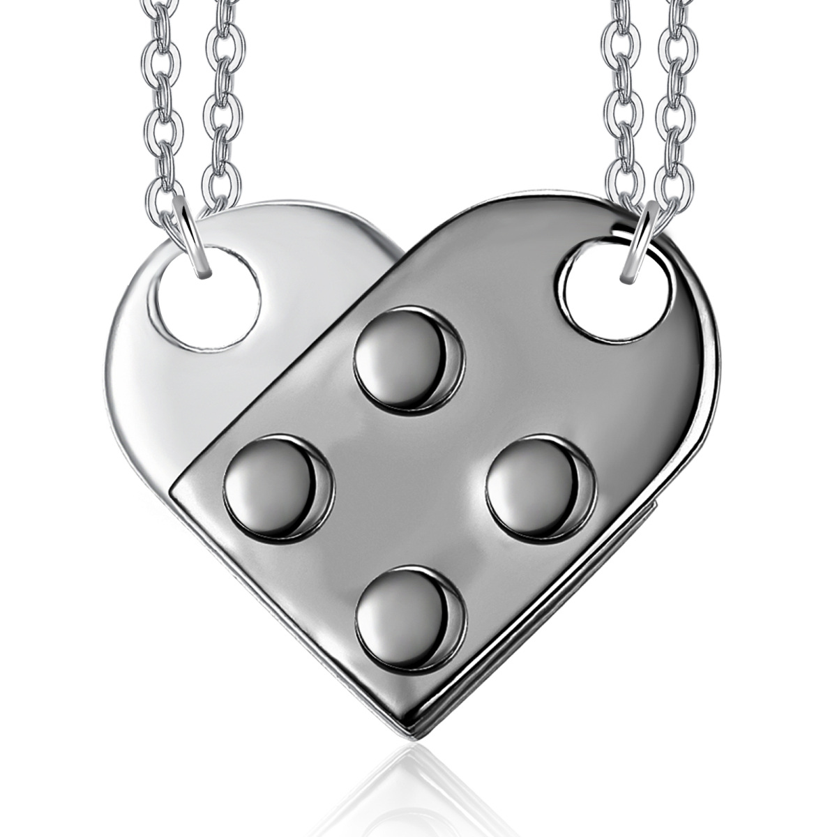 Collana con ciondolo di coppia in argento sterling bicolore-1