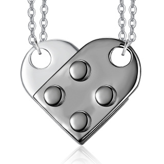 Sterling Silver Two-tone Couple Pendant Necklace-56