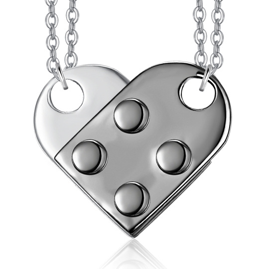 Sterling Silver Two-tone Couple Pendant Necklace