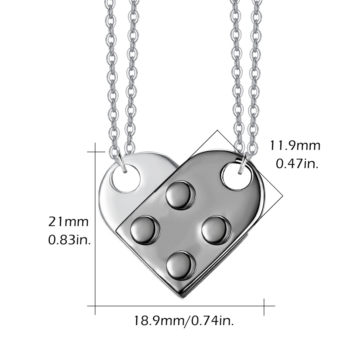 Collier en argent sterling avec pendentif couple bicolore-2