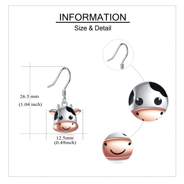 Sterling Silver Two-tone Cow Drop Earrings-5