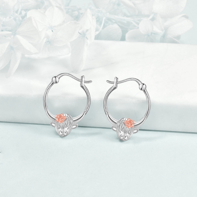 Boucles d'oreilles en argent sterling en forme de vache bicolore-3