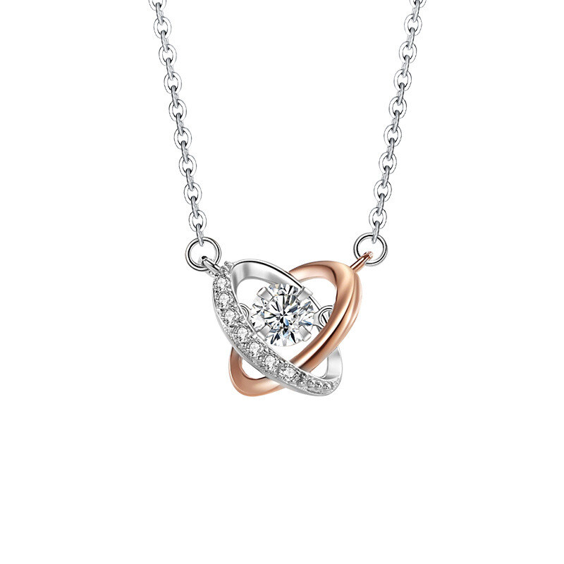 Zweifarbige Halskette aus Sterlingsilber mit Kreuzknoten und Herzanhänger-7