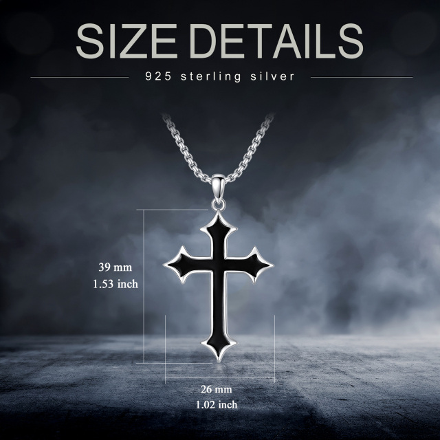 Sterling Silver Two-tone Cross Pendant Necklace for Men-5