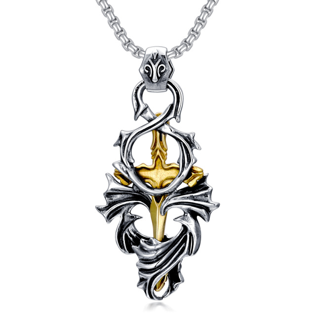 Collier en argent sterling avec pendentif croix bicolore-4