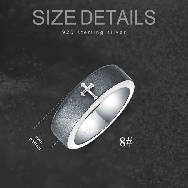 Sterling Silber Zweifarbiger Kreuz Ring für Männer-5