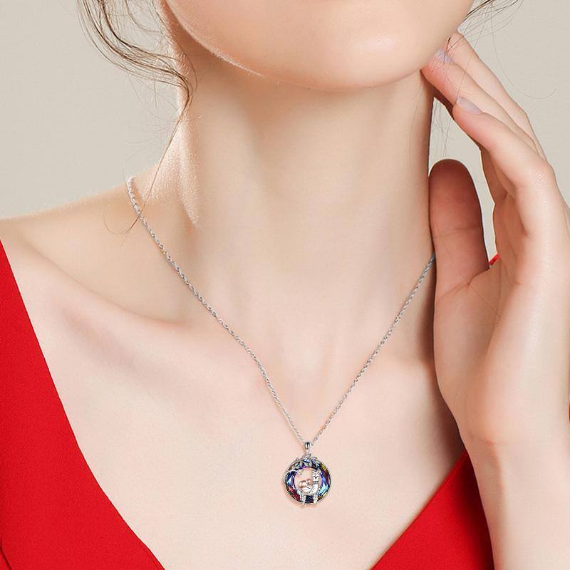 Sterling Silver Two-Tone Crystal Alpaca & Llama & Sloth Pendant Necklace For Women-2