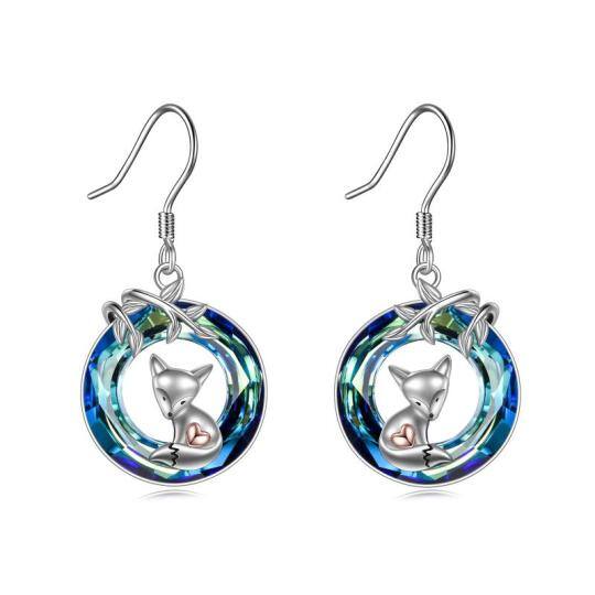 Boucles d'oreilles pendantes en argent sterling avec cristaux bicolores en forme de renard