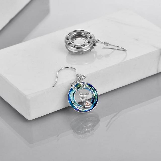 Boucles d'oreilles pendantes en argent sterling avec cristaux bicolores en forme de renard-3