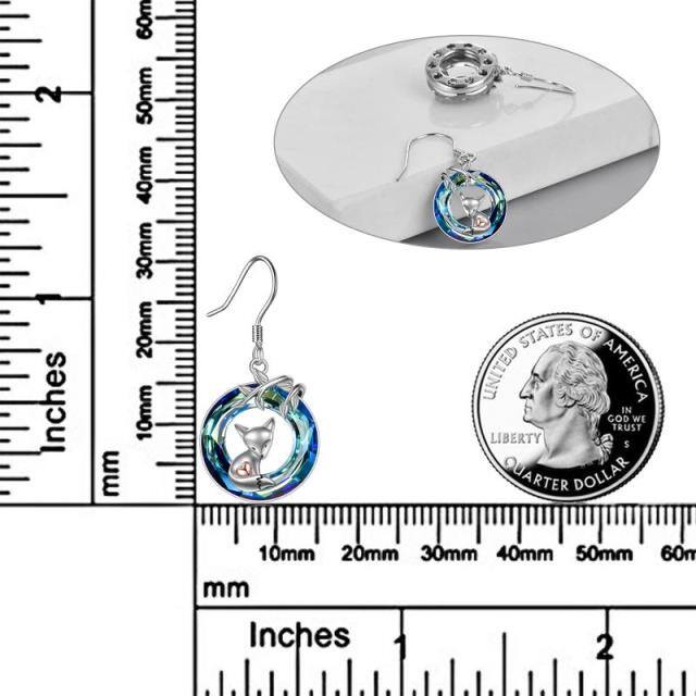 Boucles d'oreilles pendantes en argent sterling avec cristaux bicolores en forme de renard-5