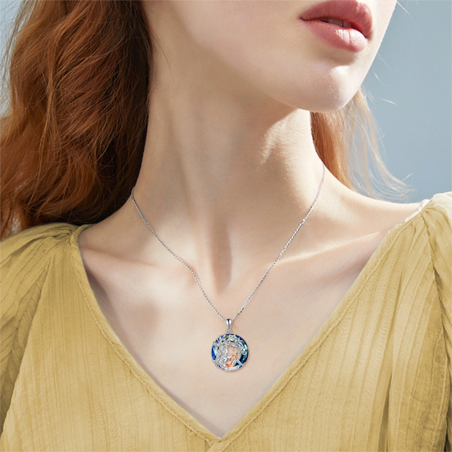 Collier en argent sterling avec pendentif renard et arbre de vie en cristal bicolore-2