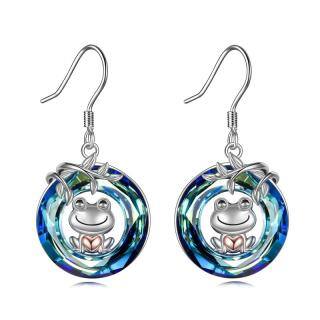 Sterling Silver Two-tone Crystal Frog Drop Earrings-27