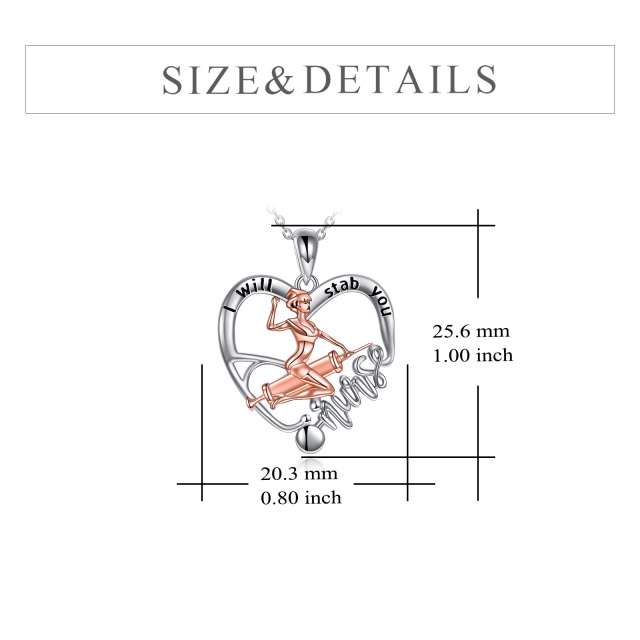 Colar com pingente de estetoscópio e coração em prata esterlina com dois tons de cristal e-5