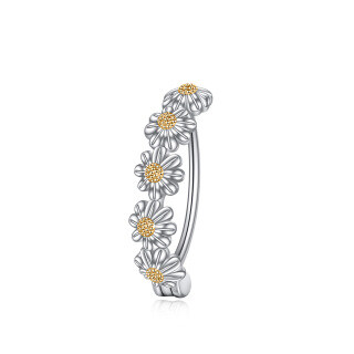 Sterling Silver Two-tone Daisy Belly Button Ring-16