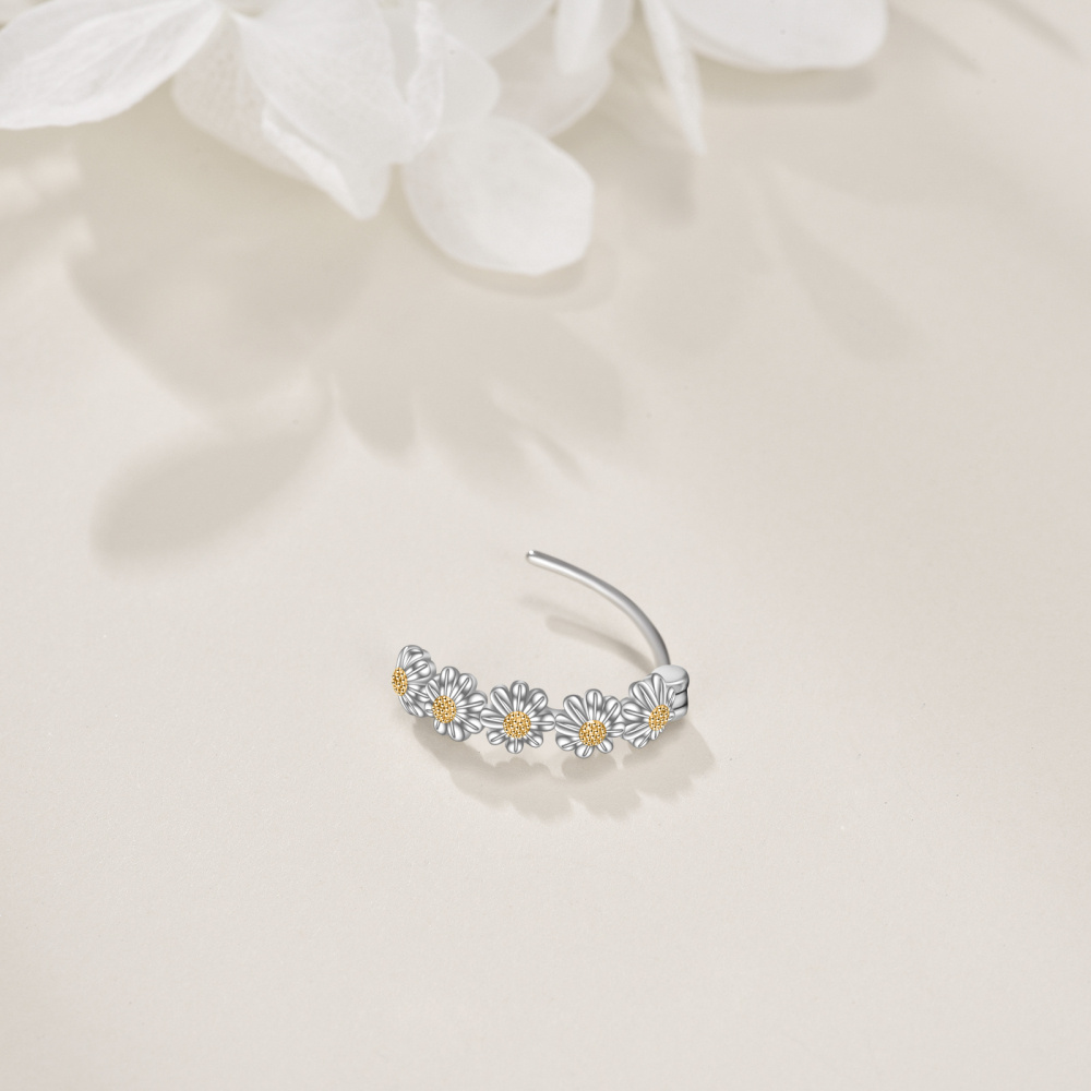 Zweifarbiger Bauchnabelring aus Sterlingsilber mit Gänseblümchen-Motiv-3