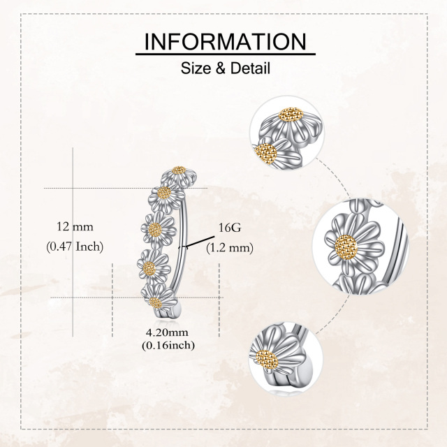 Zweifarbiger Bauchnabelring aus Sterlingsilber mit Gänseblümchenmotiv-5