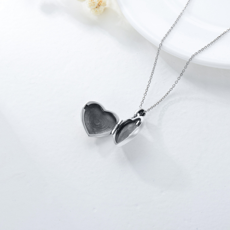 Sterling Silver Two-tone Daisy Personalized Photo Locket Necklace-8