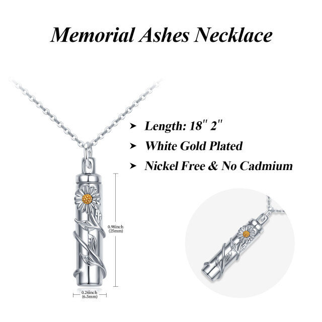 Sterling Silver Two-tone Daisy Urn Necklace for Ashes-5