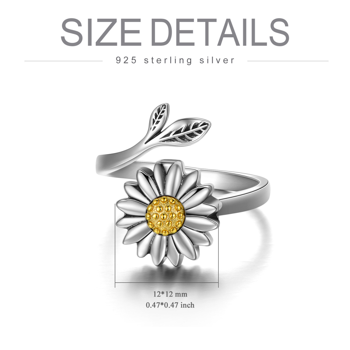 Sterling Zilveren Tweekleurige Margriet Urn Ring-7