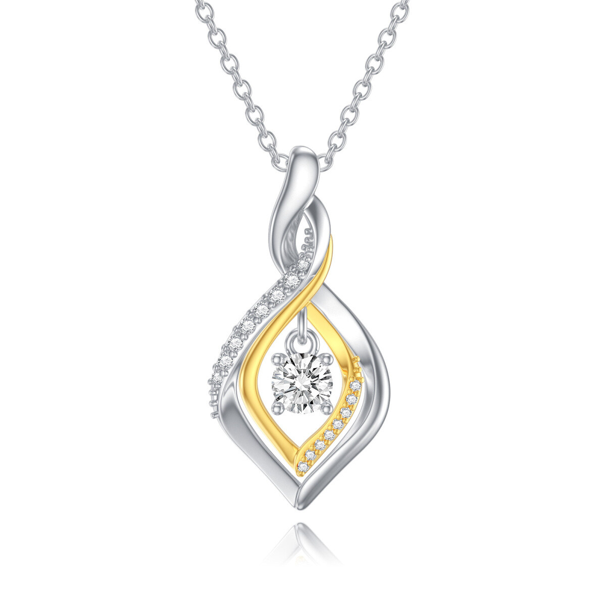 Collier en argent sterling avec pendentif symbole Infinity en diamant et moissanite bicolo-1