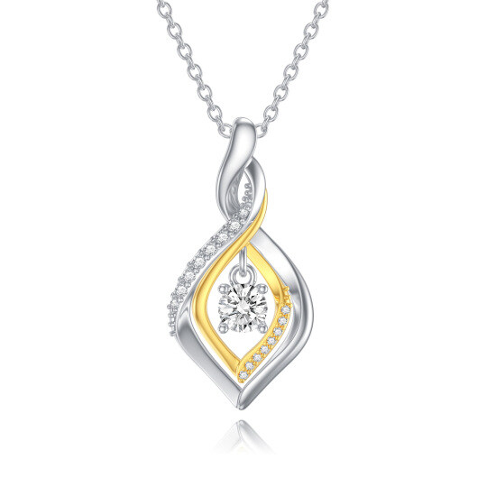 Sterling Silver Two-tone Diamond & Moissanite Infinity Symbol Pendant Necklace