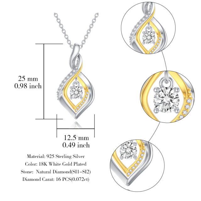 Sterling Silber zweifarbig Diamant & Moissanit Unendlichkeit Symbol Anhänger Halskette-5