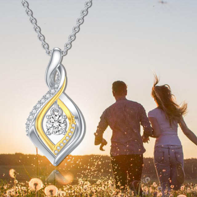 Collana con ciondolo a forma di simbolo dell'infinito in argento sterling e diamanti bicol-6