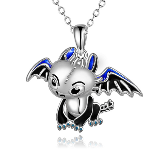 Sterling Silver Two-tone Dinosaurs Pendant Necklace