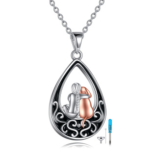 Sterling Silver Two-tone Dog & Drop Shape Urn Necklace for Ashes-24