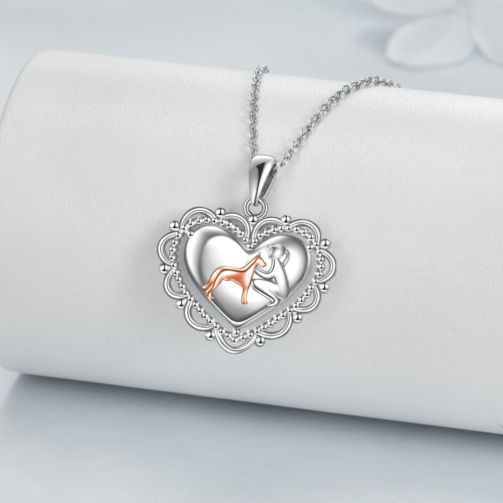 Sterling Silver Two-tone Dog & Heart Urn Necklace for Ashes-3