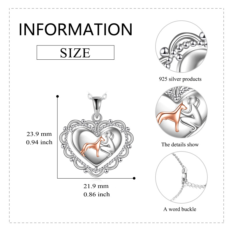 Collar Urna Perro y Corazón Plata de Ley Bicolor-5