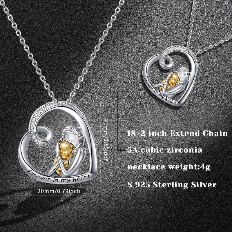 Sterling Silver Two-tone Dog Pendant Necklace with Engraved Word-5