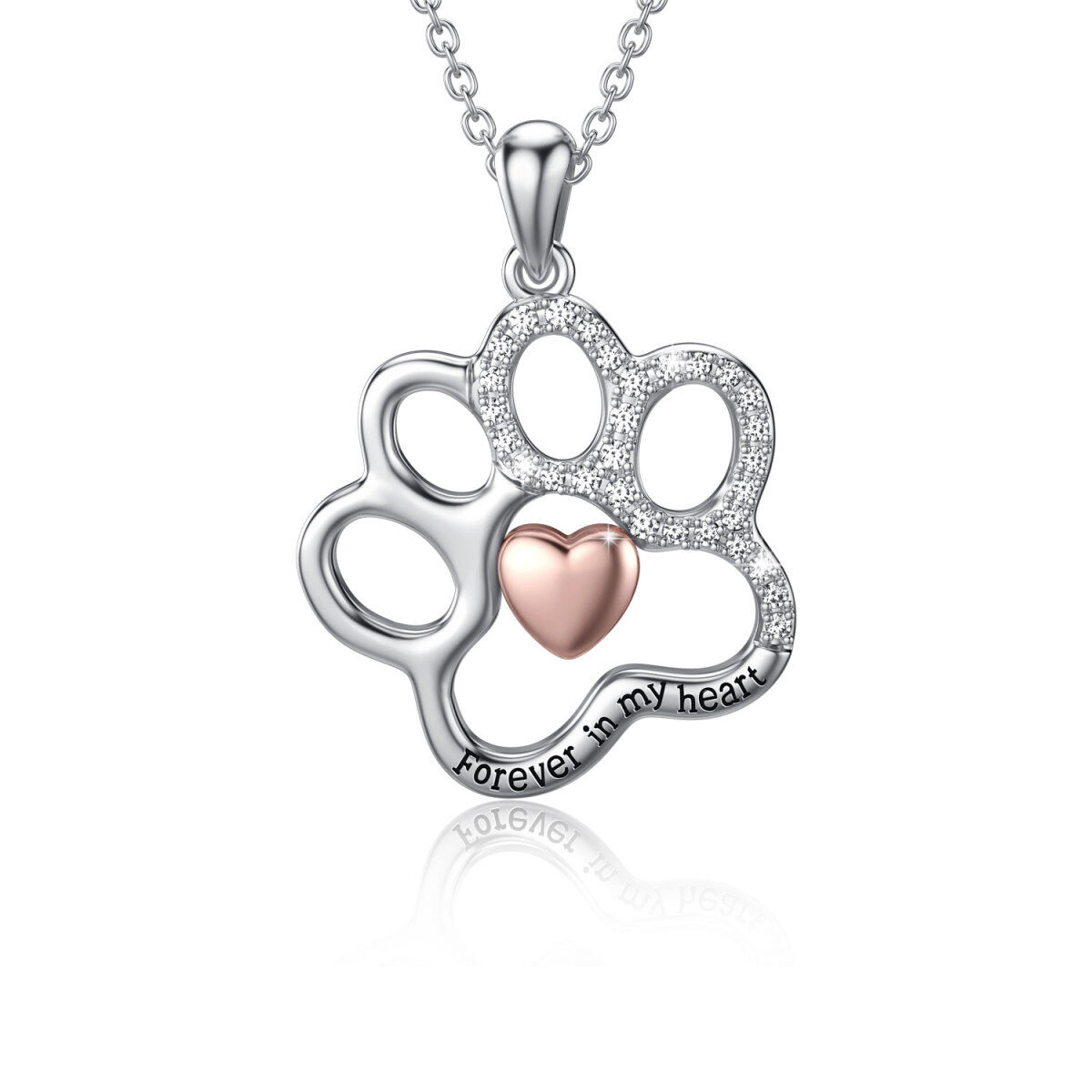 Collier en argent sterling avec pendentif chien bicolore-1