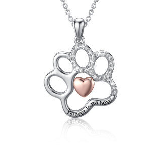 Sterling Silver Two-tone Dog Pendant Necklace-43