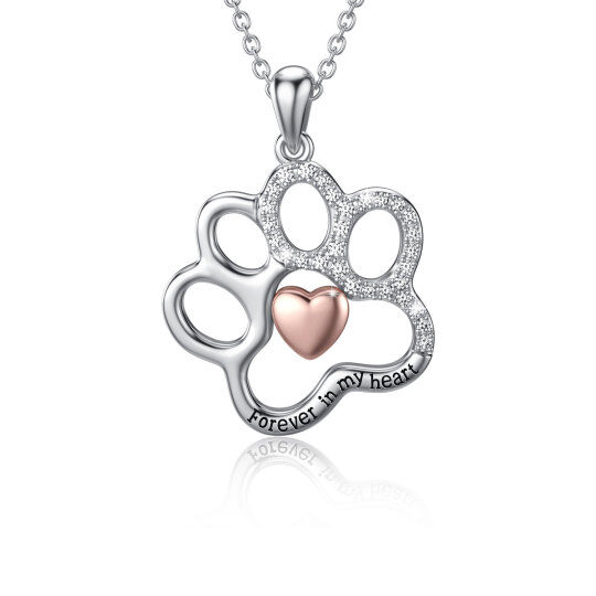 Collana con ciondolo a forma di cane in argento sterling bicolore