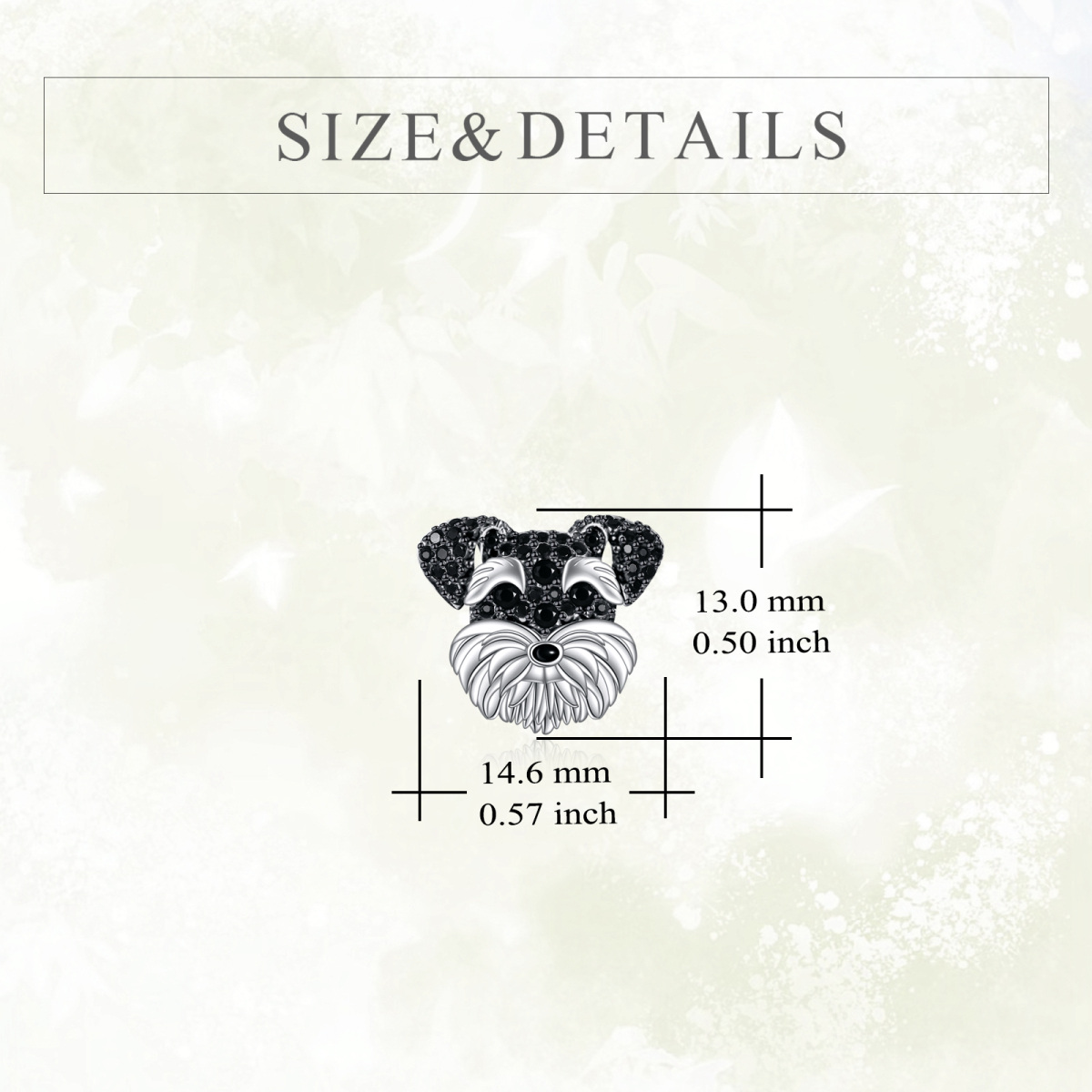 Sterling Silver Two-tone Cubic Zirconia Dog Stud Earrings-5