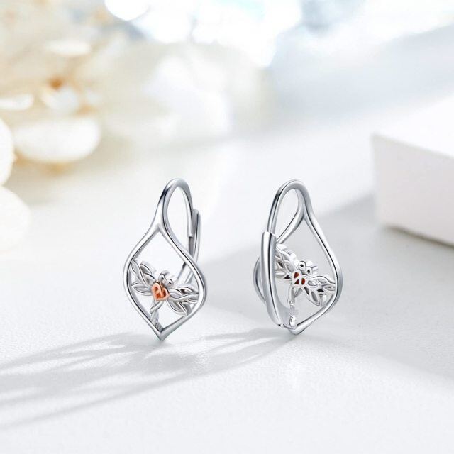 Boucles d'oreilles à levier en argent sterling avec libellule bicolore-4