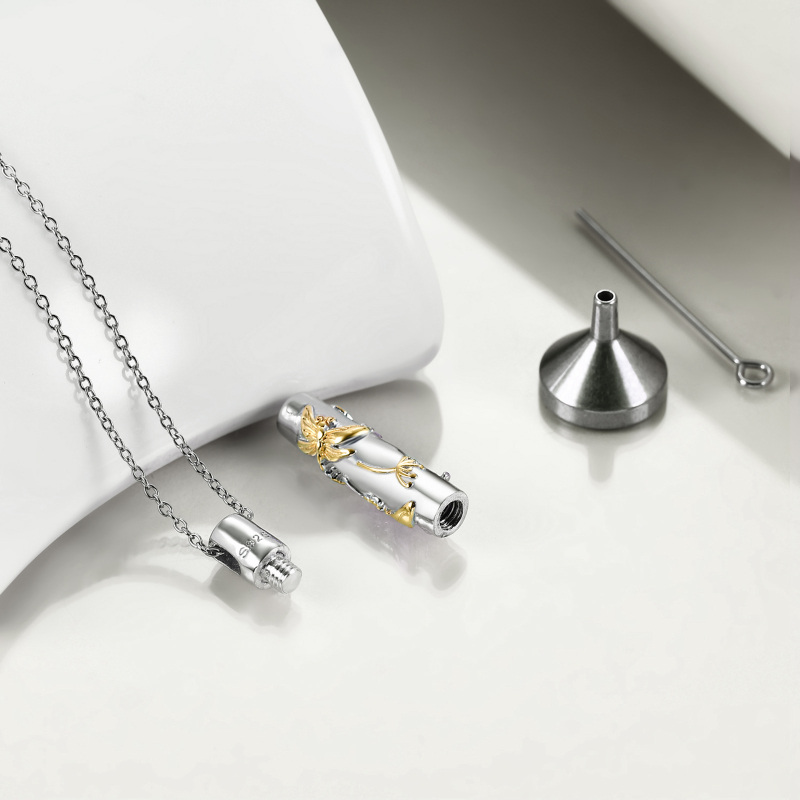 Sterling Silver Two-tone Dragonfly Urn Necklace for Ashes-3