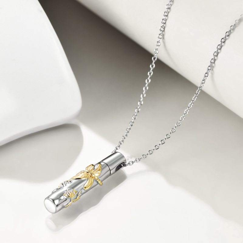 Sterling Silver Two-tone Dragonfly Urn Necklace for Ashes-4