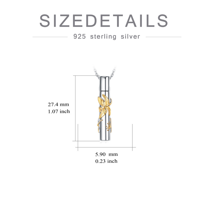 Sterling Silver Two-tone Dragonfly Urn Necklace for Ashes-5