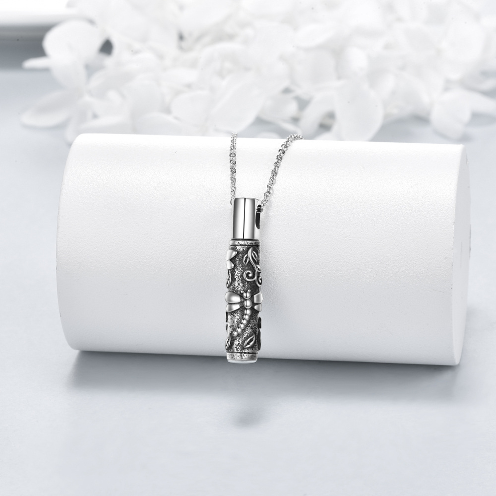 Sterling Silber Zweifarbige Libelle Urnenhalskette-3