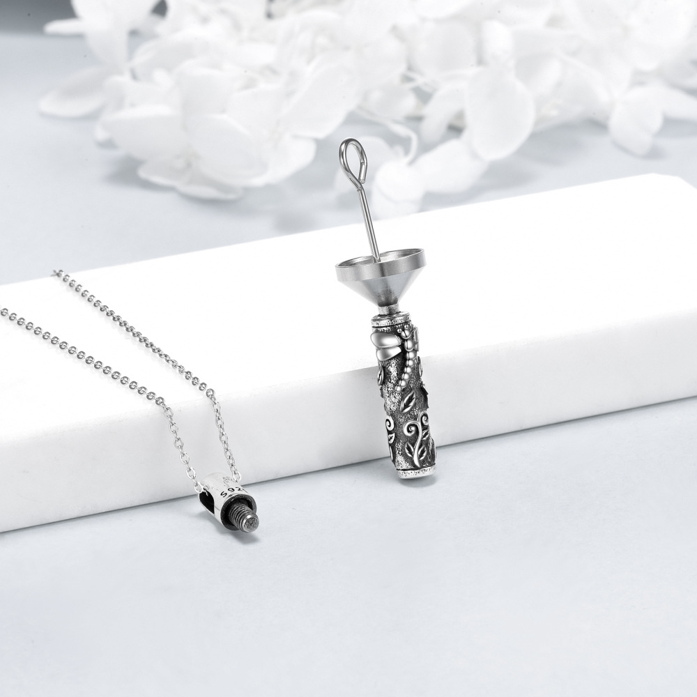 Sterling Silber Zweifarbige Libelle Urnenhalskette-4